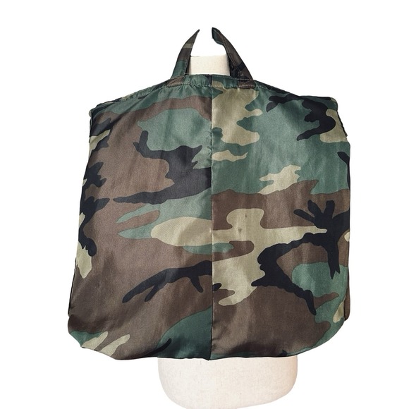 Vintage 90s Y2K Camo Purse Bag Camouflage Nylon Womens Large Green Clueless Edit - Picture 12 of 16